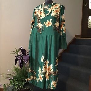 Green Floral Dress Long Sleeve